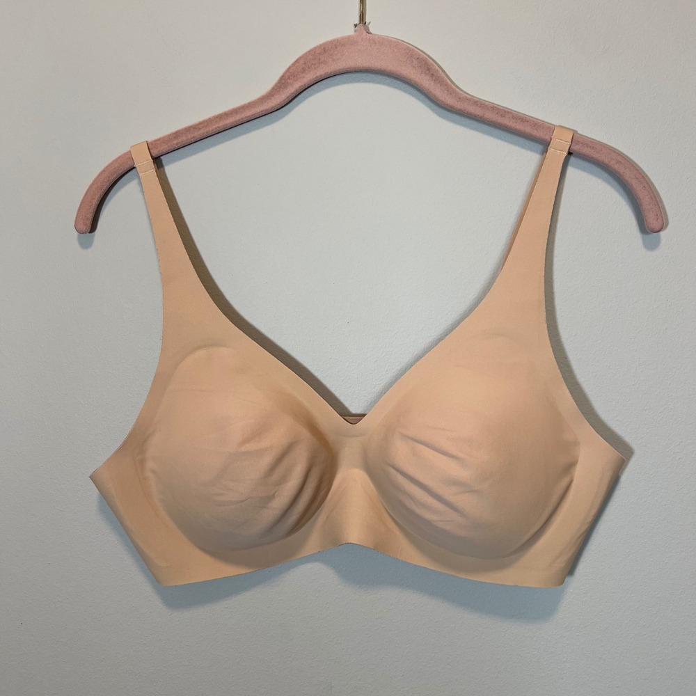 Knix WingWoman Contour Bra Nude Beige Wireless Seamless Large.